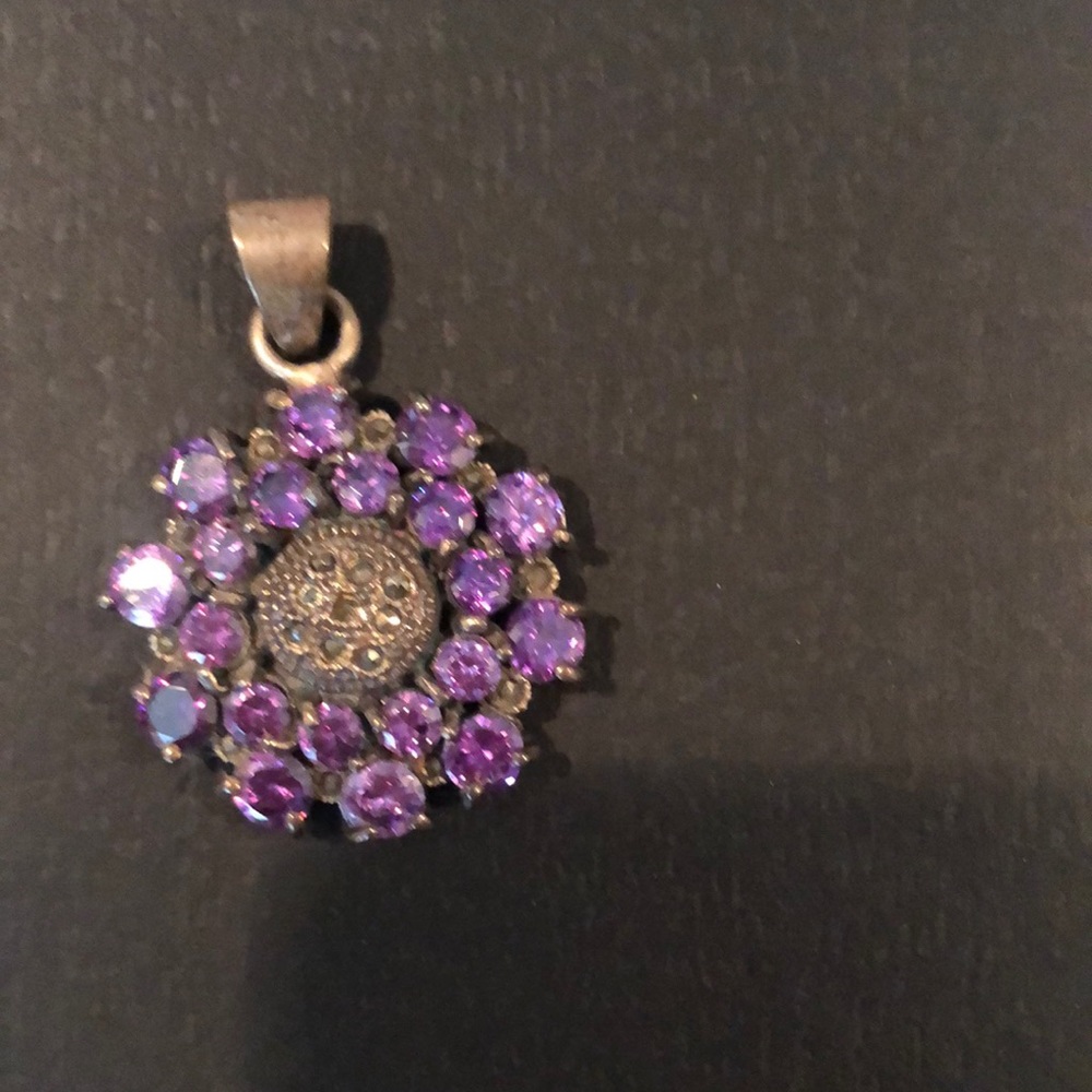 Silver and purple stone pendant only